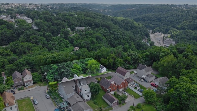 517 Augusta St, Mt Washington, PA 15211 - aerial overview of property's location featuring a heavily wooded area and nearby suburban area