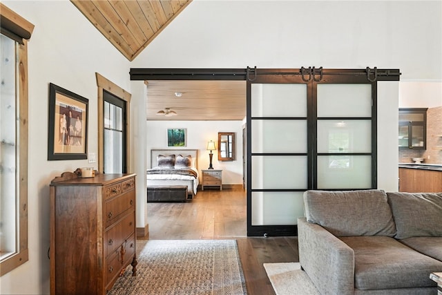 50 Hawes Rd, Wharton Twp, PA 15437 - bedroom featuring wood ceiling, wood finished floors, and vaulted ceiling
