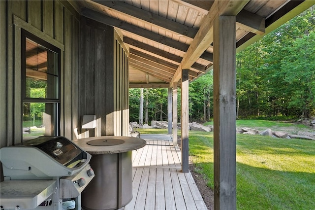 50 Hawes Rd, Wharton Twp, PA 15437 - deck featuring a grill and a lawn