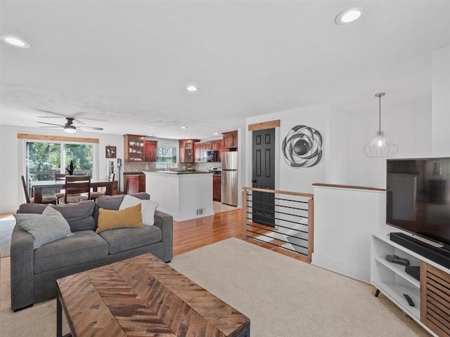 773 Somerville Dr, Saint Clair, PA 15243 - living area with recessed lighting and a ceiling fan
