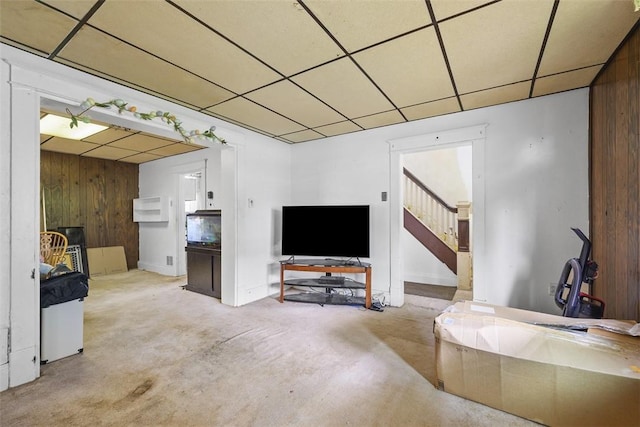 11839 Crockett St, North Huntingdon, PA 15647 - living area featuring wooden walls and stairs