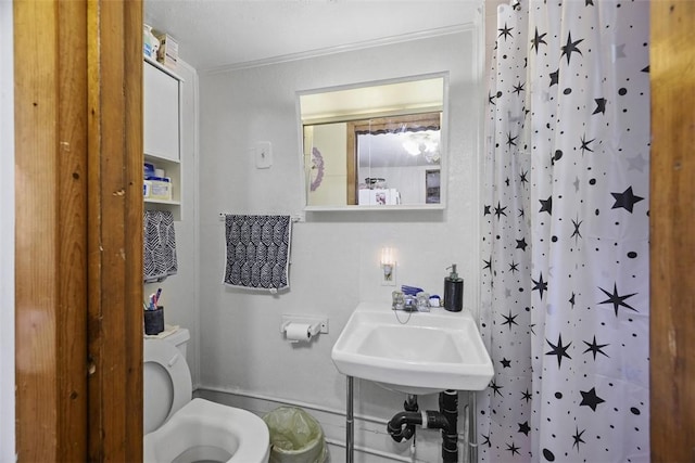 11839 Crockett St, North Huntingdon, PA 15647 - full bathroom featuring a shower with shower curtain and ornamental molding
