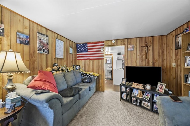 11839 Crockett St, North Huntingdon, PA 15647 - carpeted living area with wooden walls