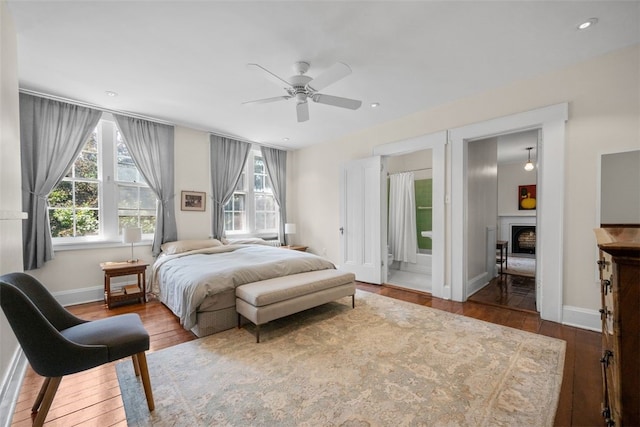 904-906 Blackburn Rd, Sewickley Heights, PA 15143 - bedroom featuring a fireplace, wood finished floors, and ceiling fan
