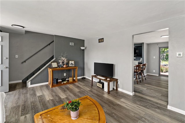 553 Indus St, Greenfield, PA 15207 - living area featuring stairway and wood finished floors