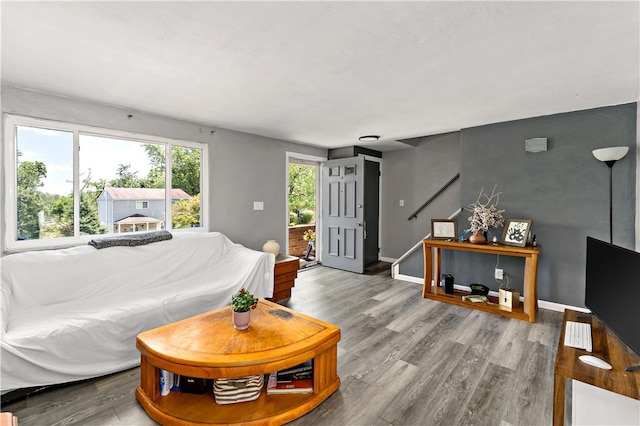 553 Indus St, Greenfield, PA 15207 - living room with wood finished floors and stairs