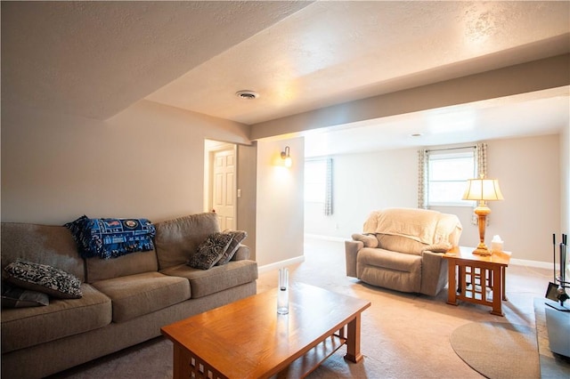 101 Lynne Dr, Big Beaver, PA 15010 - carpeted living area with baseboards and a textured ceiling