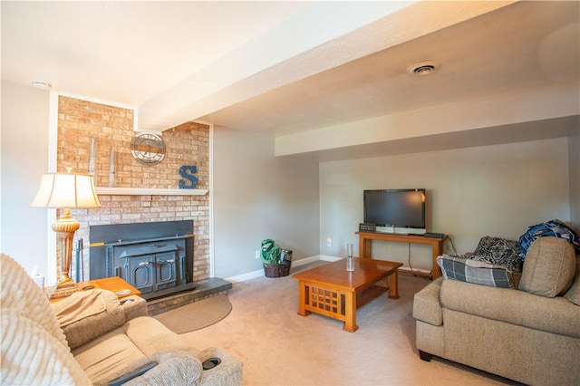 101 Lynne Dr, Big Beaver, PA 15010 - living room featuring carpet floors and a fireplace