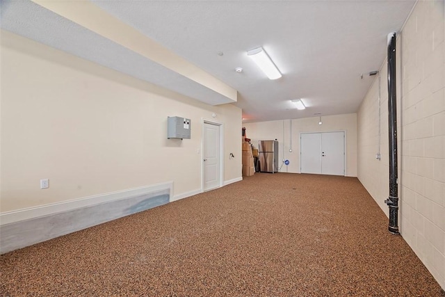 246 42nd St, Lawrenceville, PA 15201 - below grade area with freestanding refrigerator and carpet flooring