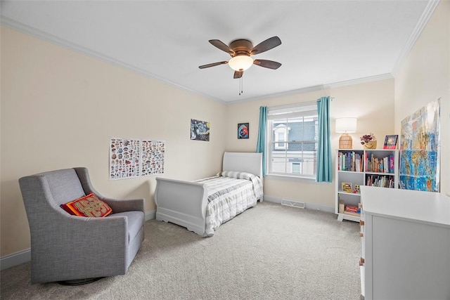 246 42nd St, Lawrenceville, PA 15201 - carpeted bedroom with ornamental molding and ceiling fan