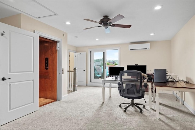 246 42nd St, Lawrenceville, PA 15201 - carpeted office with a wall mounted AC, recessed lighting, attic access, and a ceiling fan
