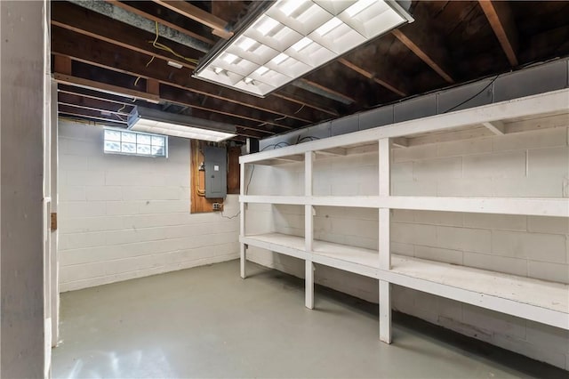 below grade area with electric panel