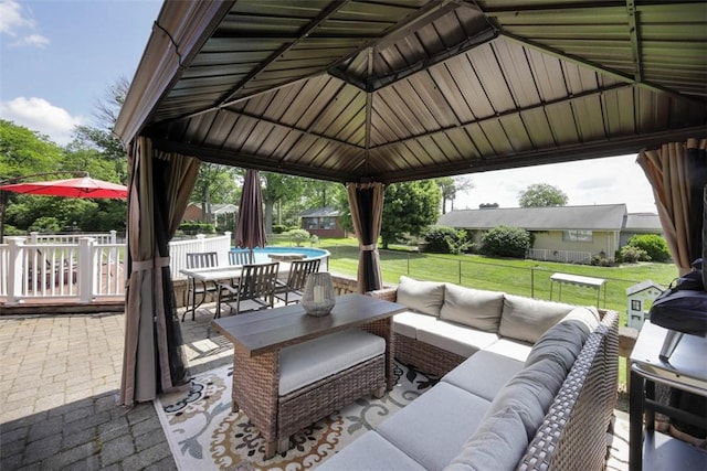 16 Grace Rd, Scottdale, PA 15683 - view of patio with outdoor lounge area, a gazebo, and outdoor dining space