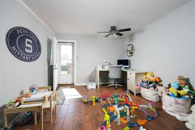 16 Grace Rd, Scottdale, PA 15683 - home office with a ceiling fan and wood finished floors