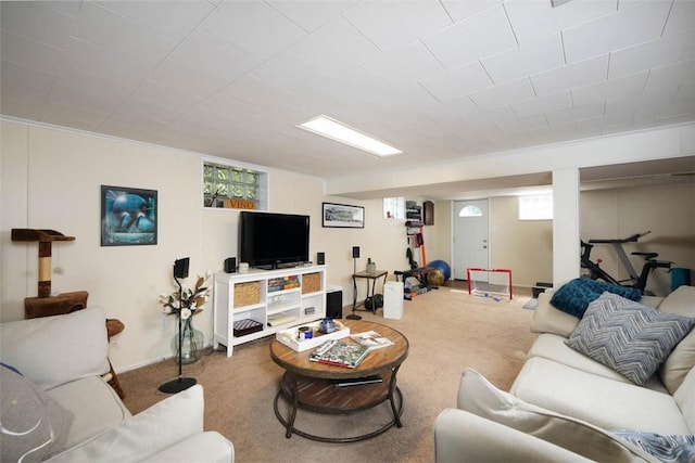 16 Grace Rd, Scottdale, PA 15683 - carpeted living room with ornamental molding and baseboards