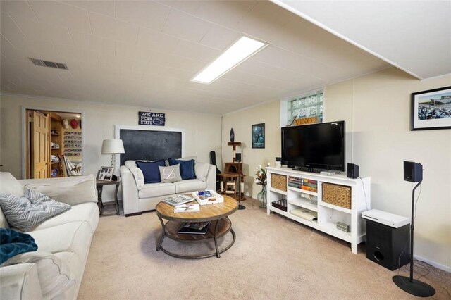 16 Grace Rd, Scottdale, PA 15683 - living room featuring carpet floors and crown molding