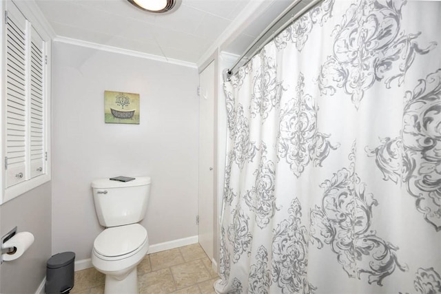16 Grace Rd, Scottdale, PA 15683 - full bathroom with stone tile flooring, crown molding, and a shower with shower curtain