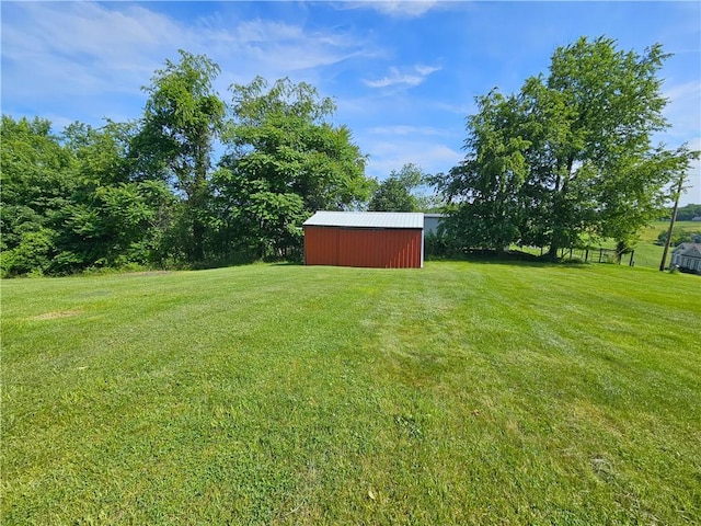 1350 Deerfield Rd, South Franklin, PA 15301 - view of green lawn with an outdoor structure and an outbuilding