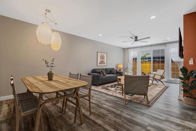 441 Roebling Ct, Cranberry Twp, PA 16066 - dining room featuring dark wood-type flooring, ceiling fan, and recessed lighting