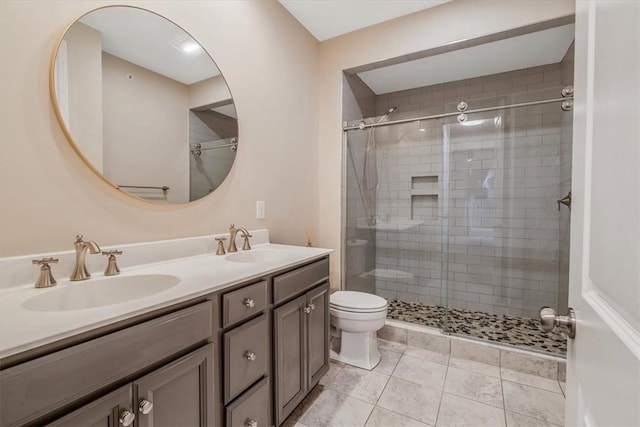 441 Roebling Ct, Cranberry Twp, PA 16066 - bathroom featuring double vanity, a stall shower, and tile patterned flooring
