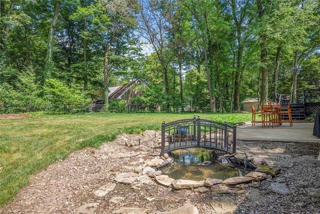 124 Heath Dr, Economy, PA 15005 - view of grassy yard with a wooden deck