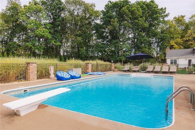 391 Browns Hill Rd, Middlesex Twp, PA 16059 - view of pool featuring a diving board, view of scattered trees, and a patio
