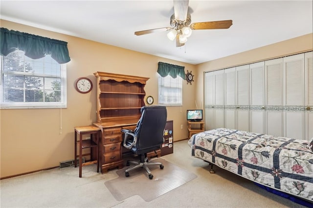 105 Gary Dr, Ohio Twp, PA 15143 - bedroom with carpet flooring, a closet, ceiling fan, and an office area