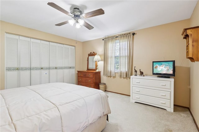 105 Gary Dr, Ohio Twp, PA 15143 - bedroom featuring a closet, light colored carpet, and a ceiling fan