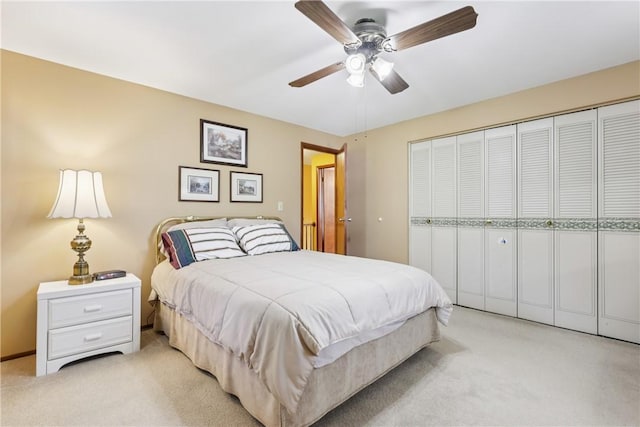105 Gary Dr, Ohio Twp, PA 15143 - bedroom featuring light carpet, a closet, and a ceiling fan