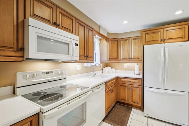 105 Gary Dr, Ohio Twp, PA 15143 - kitchen featuring white appliances, brown cabinetry, and recessed lighting
