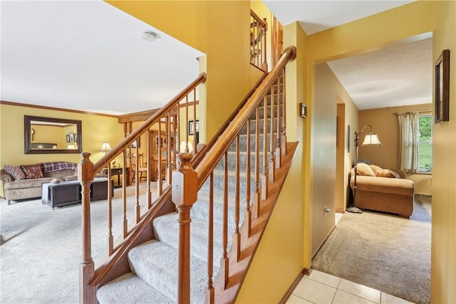 105 Gary Dr, Ohio Twp, PA 15143 - staircase with carpet and tile patterned floors