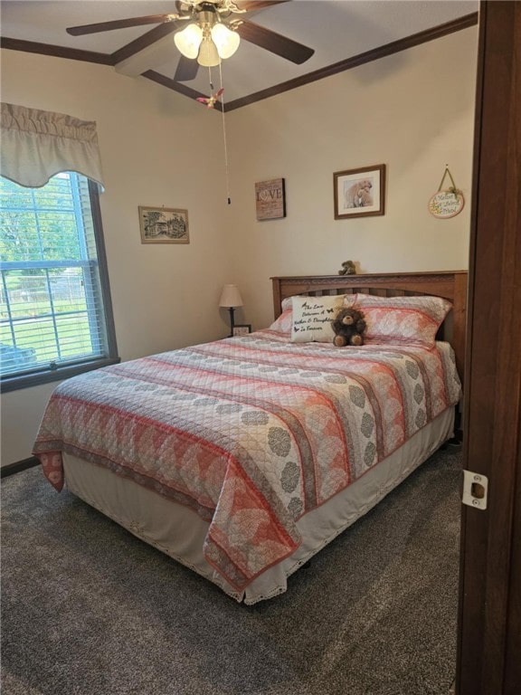 304 Bennington Rd, North Union Twp, PA 15445 - carpeted bedroom with crown molding and ceiling fan