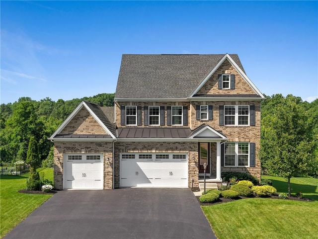 1735 Stevensan Dr, Franklin Park, PA 15143 - view of front of home featuring driveway, a front lawn, an attached garage, and brick siding