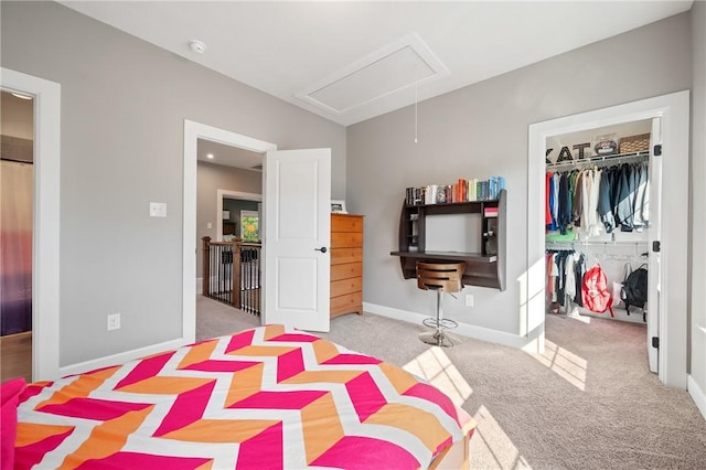 1735 Stevensan Dr, Franklin Park, PA 15143 - bedroom with attic access, a walk in closet, carpet floors, and a closet