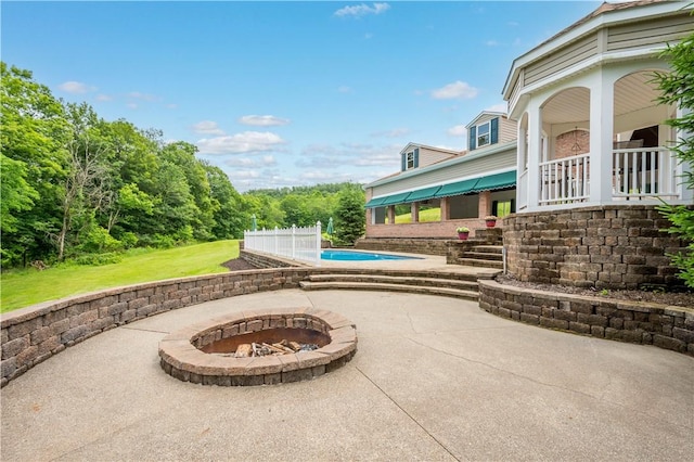 102 Klages Rd, Donegal, PA 15376 - view of patio / terrace with a fire pit and an outdoor pool