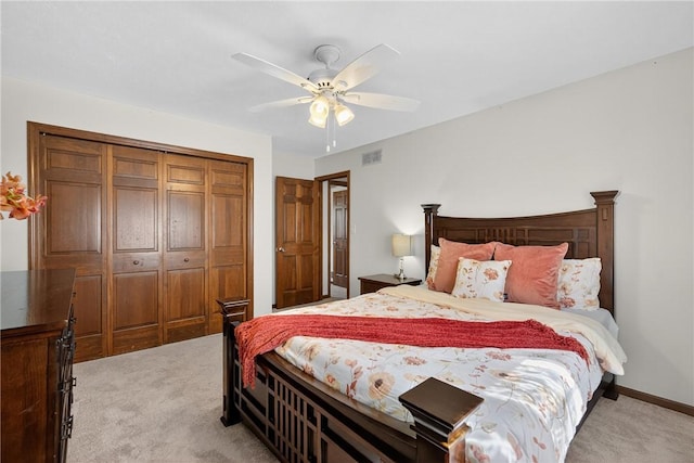 2455 Dogwood Dr, Franklin Park, PA 15090 - bedroom with light colored carpet, a closet, and ceiling fan