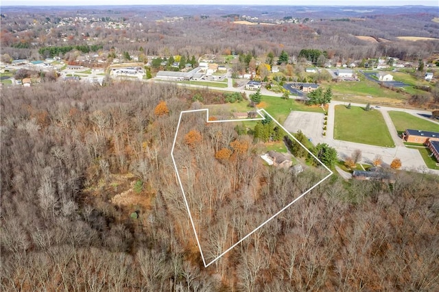 1664 N Main St, Center Twp, PA 16001 - aerial view of property's location featuring property parcel outlined and a heavily wooded area