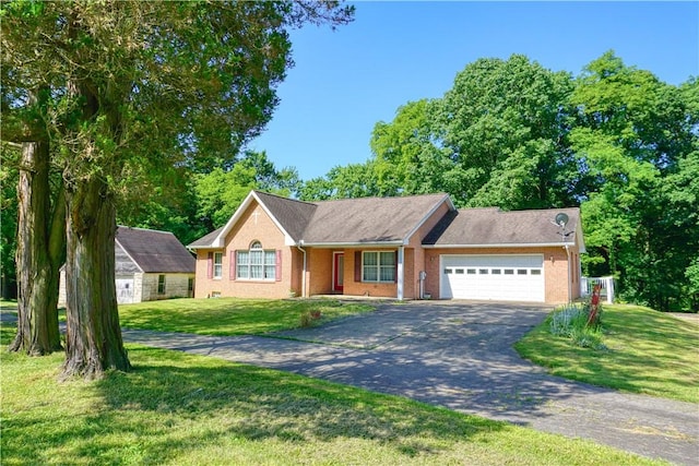 1664 N Main St, Center Twp, PA 16001 - ranch-style house with driveway, a garage, and a front lawn