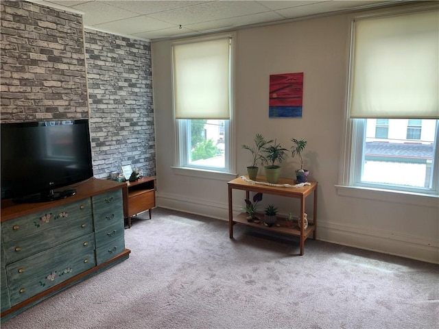 74 Wilson St, Etna, PA 15223 - living area featuring light colored carpet and a paneled ceiling