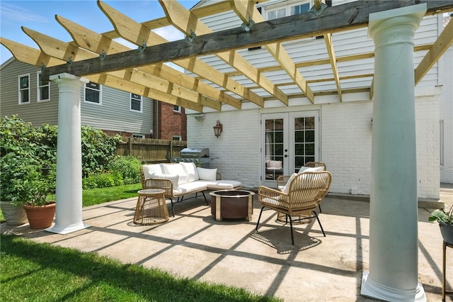 590 Kenilworth Dr, Mt Lebanon, PA 15228 - view of patio / terrace featuring french doors, a pergola, area for grilling, and outdoor lounge area