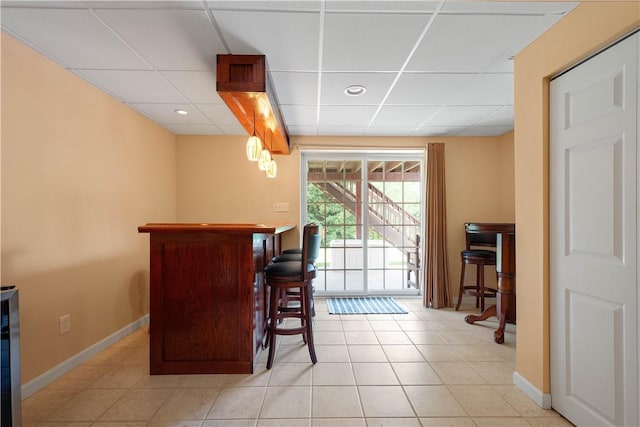206 Buckeye Ct, Nottingham, PA 15330 - indoor dry bar with a drop ceiling and light tile patterned flooring