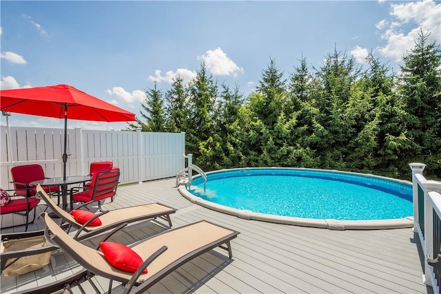 206 Buckeye Ct, Nottingham, PA 15330 - swimming pool featuring a wooden deck and outdoor dining area