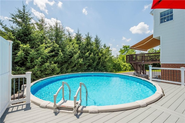 206 Buckeye Ct, Nottingham, PA 15330 - swimming pool with a wooden deck and stairway