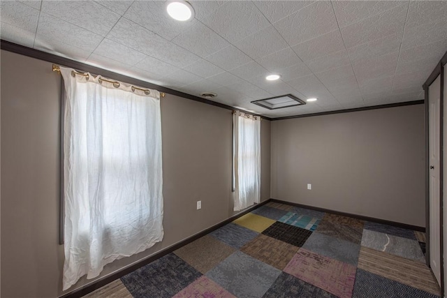 430 Kennedy Ave, East Vandergrift, PA 15629 - empty room featuring ornamental molding, recessed lighting, and carpet