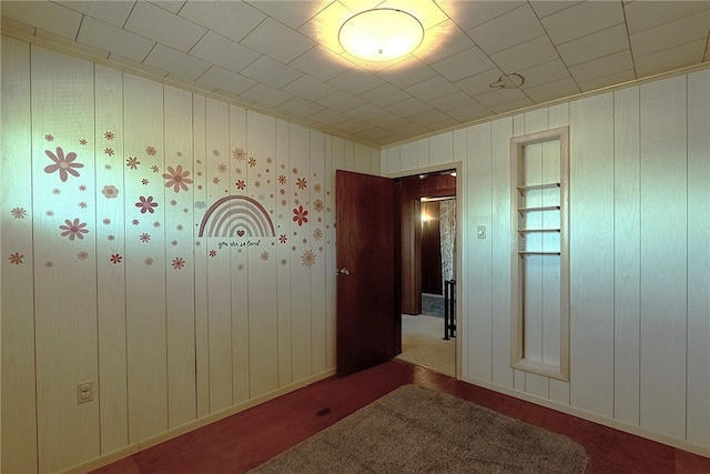 608 Shady Ave, Charleroi Boro, PA 15022 - unfurnished room featuring carpet flooring, ornamental molding, and wood walls