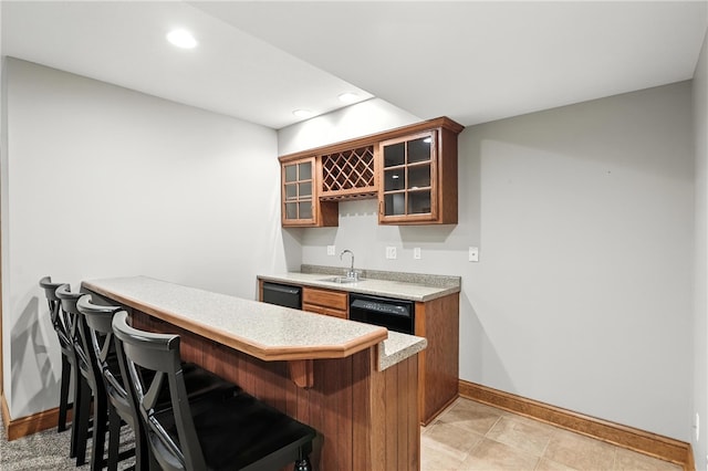1023 Sophia Ln, Adams Twp, PA 16046 - indoor wet bar with recessed lighting and dishwasher