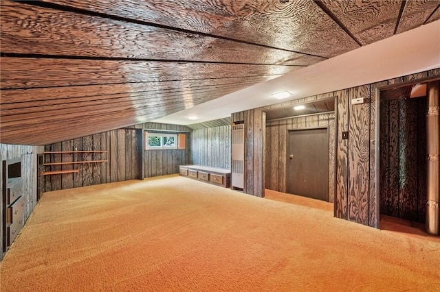 318 E Edgewood Ave, Trafford, PA 15085 - additional living space with carpet floors, wood walls, and vaulted ceiling