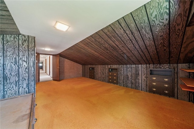 318 E Edgewood Ave, Trafford, PA 15085 - bonus room featuring carpet, wood walls, and vaulted ceiling