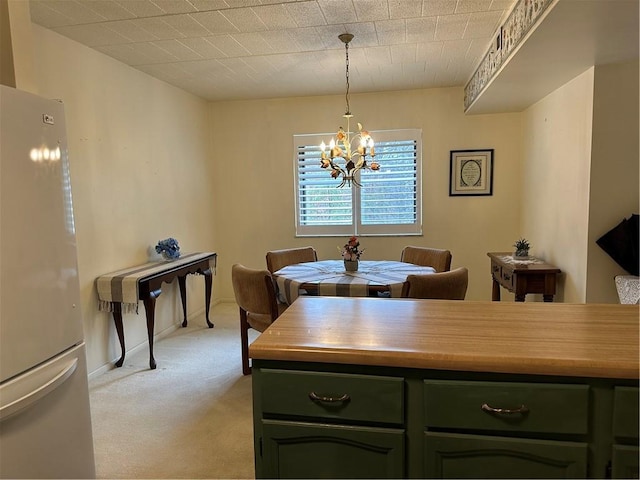 403 Piper Ln, Twp Of But Nw, PA 16001 - dining room featuring light carpet and a chandelier