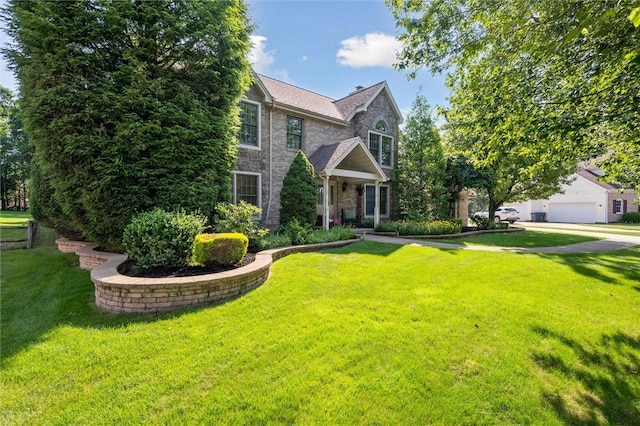 205 Elmhurst Cir, Cranberry Twp, PA 16066 - view of front of property featuring stone siding and a front lawn